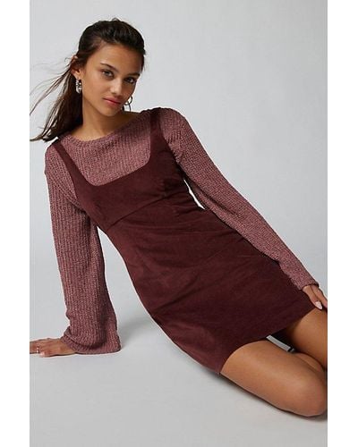 Urban Outfitters Uo Lily Corduroy Empire Mini Dress - Red