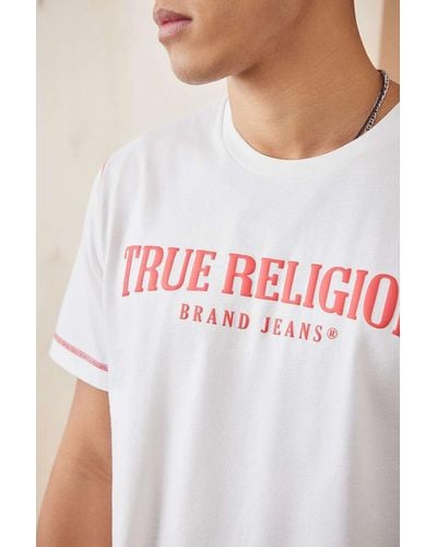 True Religion White Contrast Flatlock Stitch T-shirt