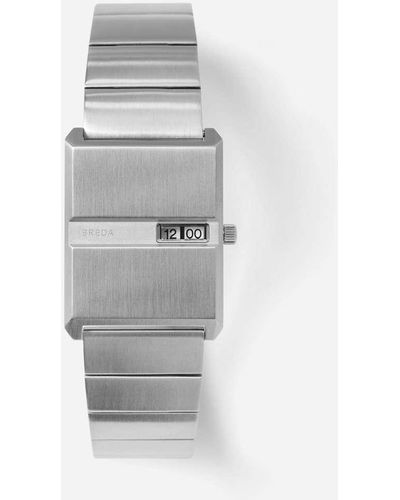 Breda Pulse Stainless Steel Metal Bracelet Quartz Watch In Silver,at Urban Outfitters - Grey