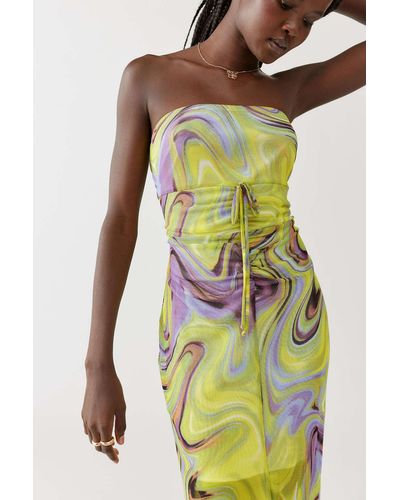 Urban Outfitters Uo Sol Mesh Strapless Midi Dress - Multicolour