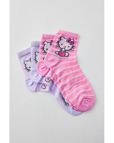 Urban Outfitters Semi-Sheer Quarter Length Sock 2-Pack - Pink
