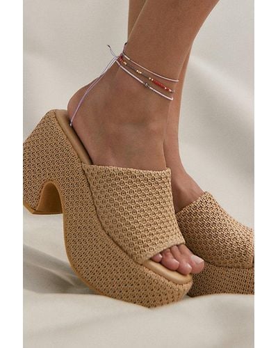 Urban Outfitters Seaside Delicate Beaded Anklet Set - Brown