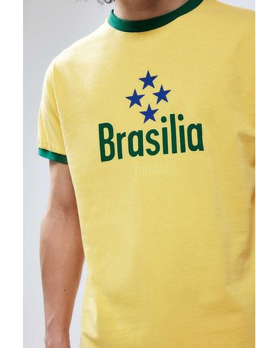 Urban Outfitters Uo Yellow Brasilia Ringer T-shirt