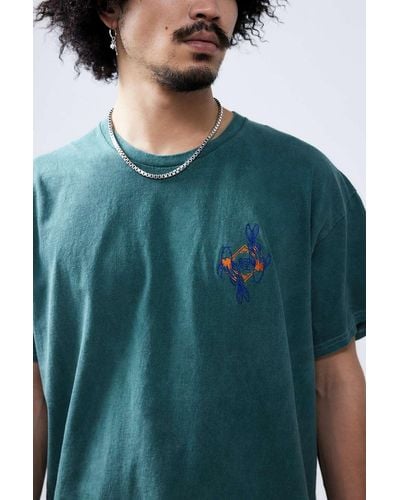 Urban Outfitters Uo Green Fish Embroidered T-shirt