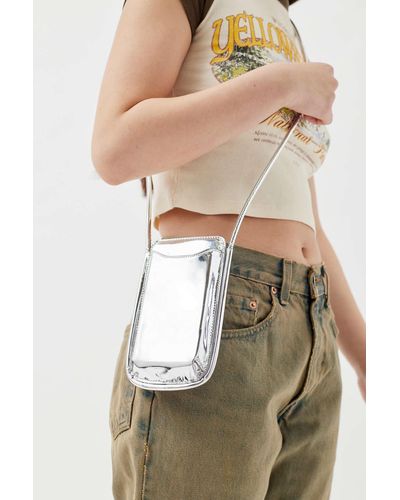 Urban Outfitters Uo Lexi Crossbody Phone Sling In Silver,at - Metallic