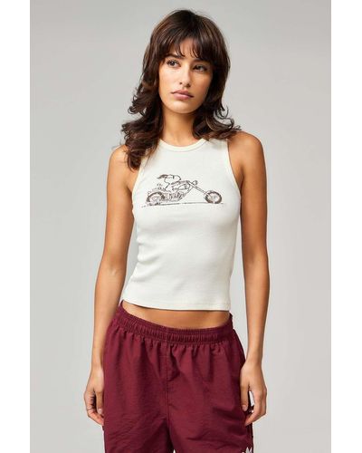 Urban Outfitters Uo Snoopy White Tank Top - Red