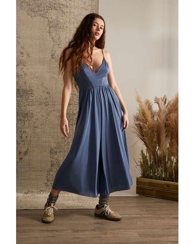 Urban Outfitters Uo Blue Molly Cupro Culotte Jumpsuit