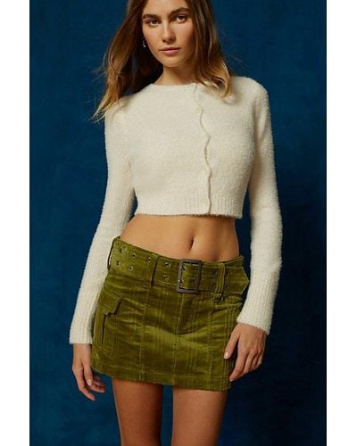 Urban Outfitters Uo Joan Corduroy Belted Mini Skirt - Blue