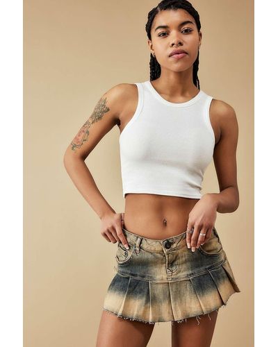 BDG Kara Denim Mini Kilt - Brown