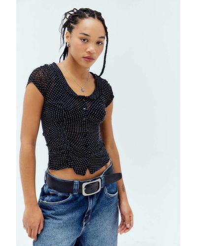 Urban Outfitters Uo Josephine Mesh Blouse - Blue