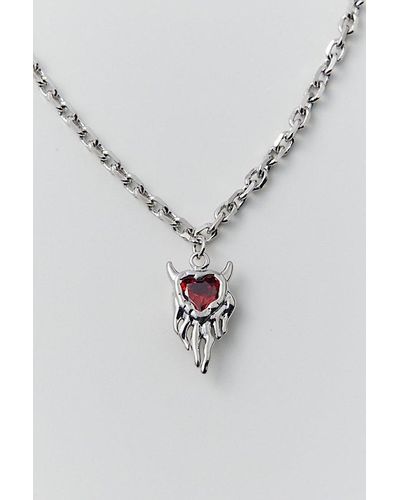Urban Outfitters Devil Heart Pendant Necklace - Metallic
