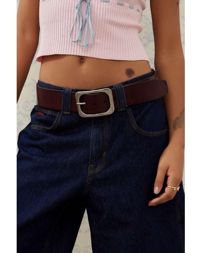 Urban Outfitters Uo Wide Leather Belt - Blue