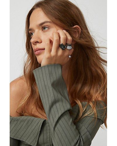 Urban Outfitters Statement Modern Ring Set - Brown