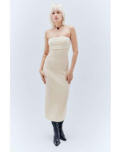 Urban Outfitters Uo Halle Fold-over Bandeau Midi Dress - White