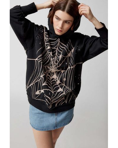 Urban Outfitters Uo Nate Spiderweb Hoodie Sweatshirt - Black
