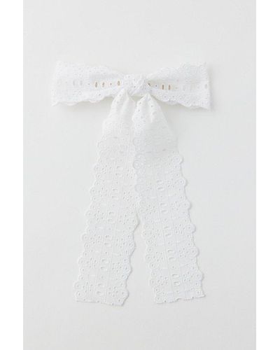 Urban Outfitters Willa Eyelet Hair Bow Barrette - White