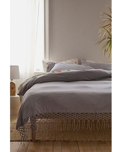 Urban Outfitters Festival Jersey Fringe Duvet Cover Top - Gray