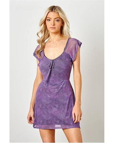 Daisy Street Mini Tea Dress - Purple