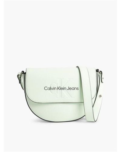 Calvin Klein Sculpted Saddle Bag Mono - White