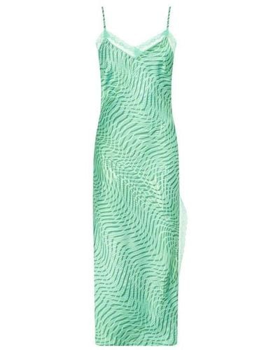 Daisy Street Satin Slip Dress - Green