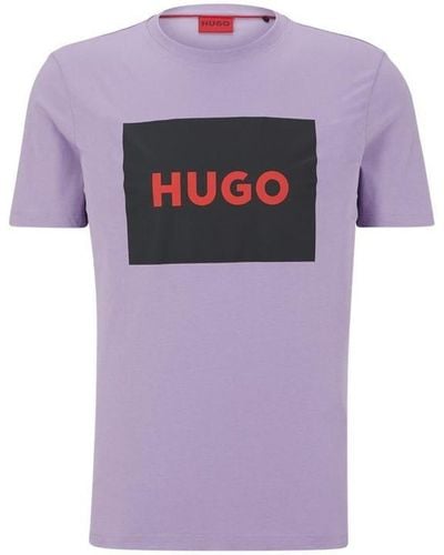 HUGO Dulive Box Logo T Shirt - Purple