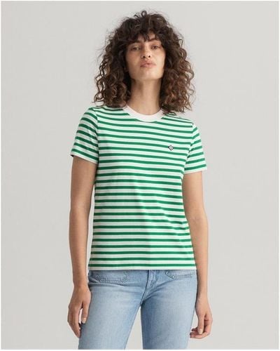 GANT Icon Stripe Short Sleeve T-shirt - Green
