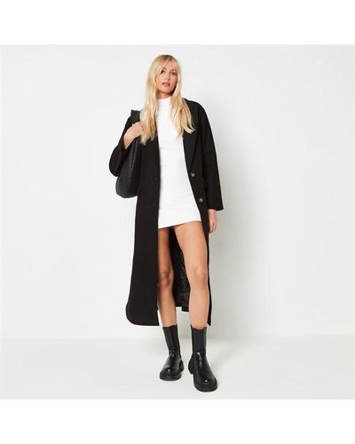 Missguided Side Split Formal Longline Coat - Black