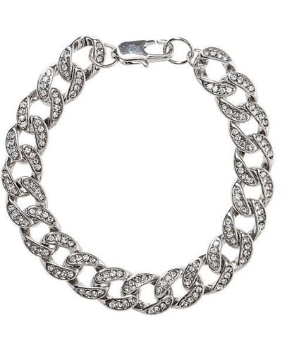Fabric Crystal Curb Chain Bracelet - Metallic