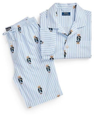 Ralph Lauren Striped Cotton Pyjama Set - Blue