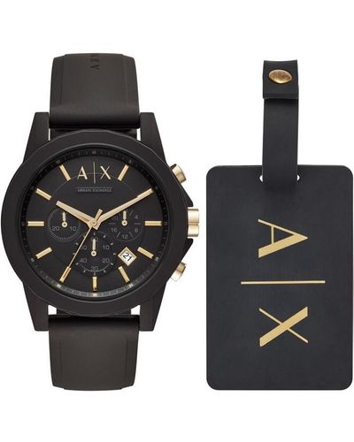Armani Exchange Luggage Tag Watch Set Ax7105 - Black