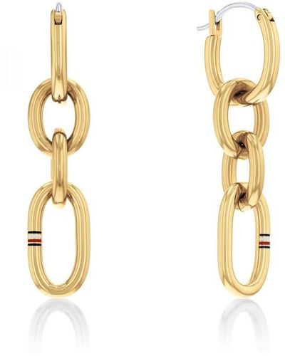 Tommy Hilfiger Ladies Thj Contrast Link Chain Earrings 2780786 - Metallic