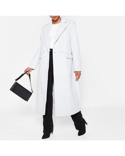 I Saw It First Premium Double Button Belted Longline Formal Coat - White