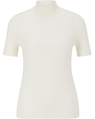 HUGO Rib Knit Sweatshirt - White