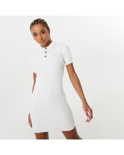 Jack Wills Polo Cable Knitted Mini Dress - White