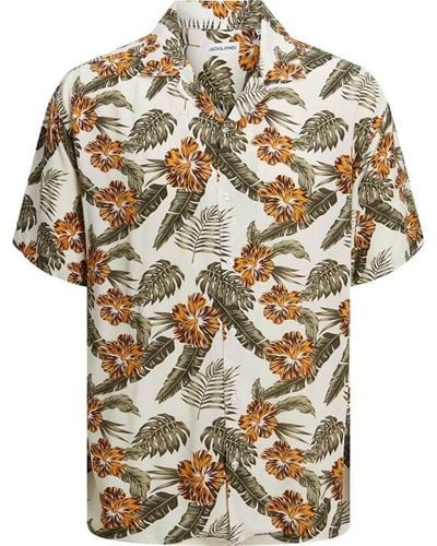 Jack & Jones Floral Short Sleeve Shirt Plus Size - Metallic