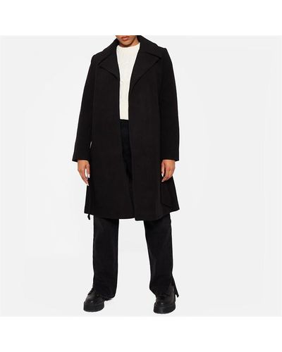 I Saw It First Faux Wool Lined Belted Formal Coat - Black