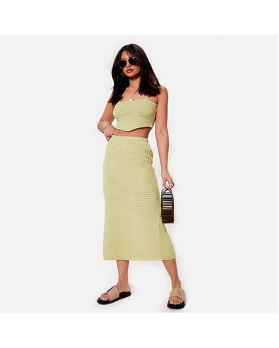 I Saw It First Back Split Knitted Midi Skirt Co-ord - Yellow