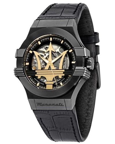 Maserati Potenza Stainless Steel Sports Analogue Automatic Watch - Black