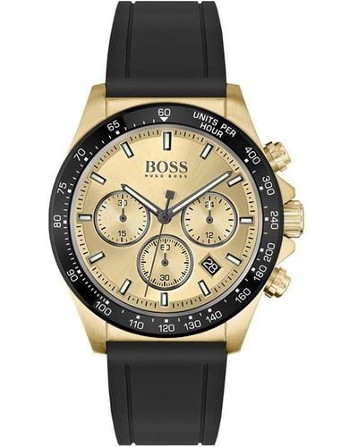 BOSS Hero Black Silicone Strap Watch - Metallic