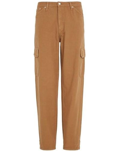 Calvin Klein Cotton Canvas Cargo Trousers - Brown