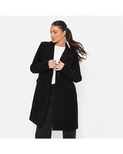 I Saw It First Faux Wool Lined Formal Coat - Black