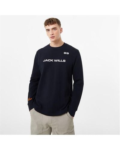 Jack Wills Long Sleeve Graphic Textured T Shirt - Blue