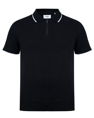 Firetrap Quarter Zip Short Sleeve Polo Shirt - Black