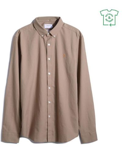 Farah Oxford Long Sleeve Shirt - Brown