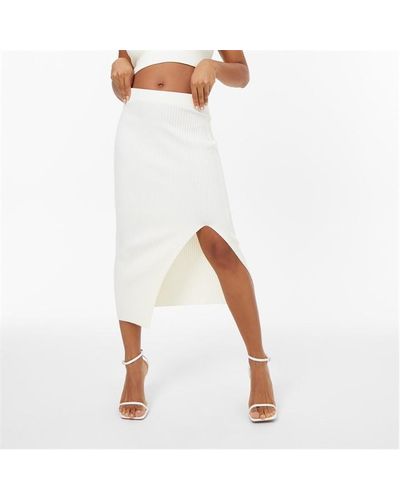 Jack Wills Knitted Midi Skirt - White