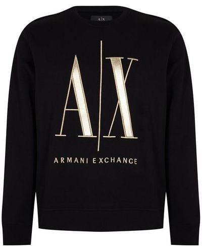 Armani Exchange Icon Logo Crew Neck Sweatshirt - Black
