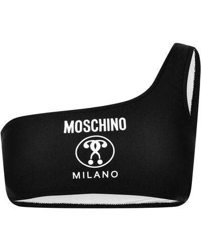 Moschino Asymmetrical Question Mark Bikini Top - Black