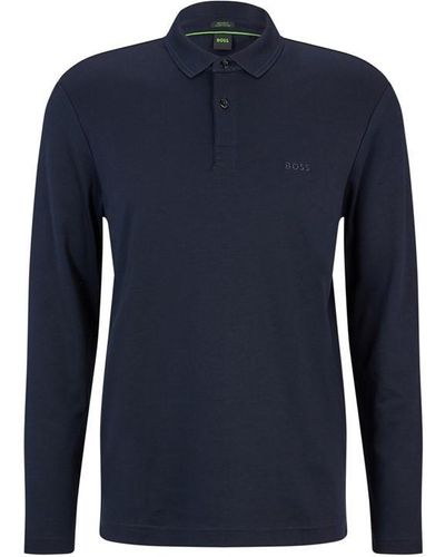 BOSS Pirol Long Sleeve Polo Shirt - Blue