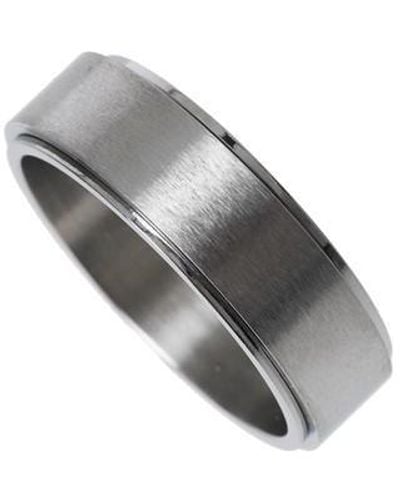 Fabric Stainless Steel Spinner Ring - Grey