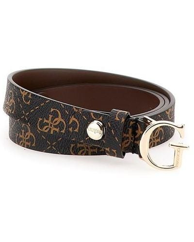 Guess S Meridian Faux Leather Belt Brown Logo M